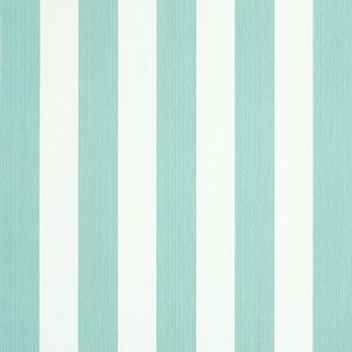 Schumacher Edwin Stripe Medium Wallpaper in Seaglass For Sale