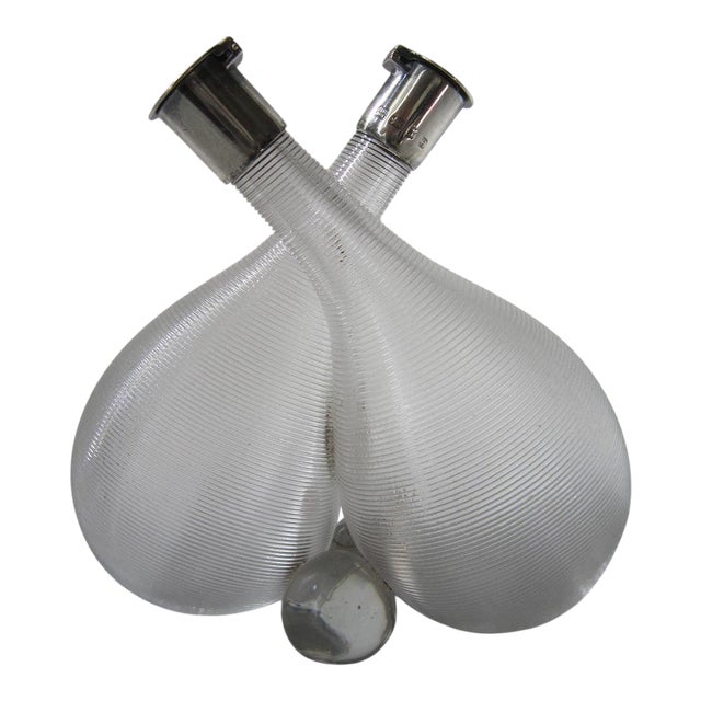 1900's Threaded Glass Edwardian Cruet Set For Sale