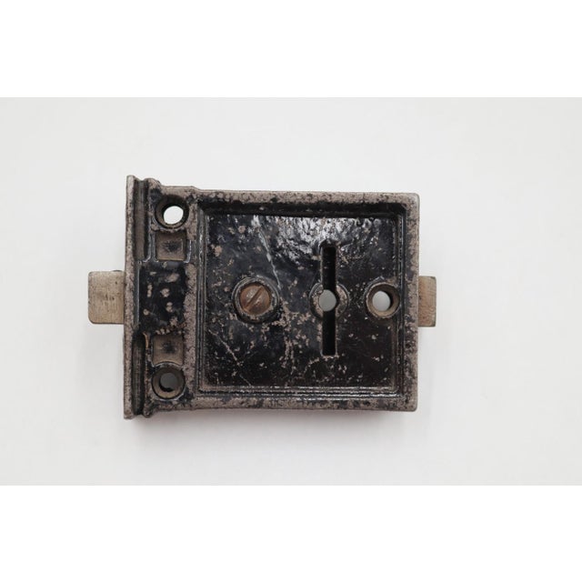 Metal Antique 3.625 In. Reading Cast Iron Surface Mount Door Rim Lock For Sale - Image 7 of 9