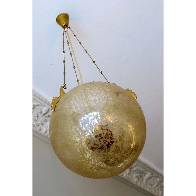 Frosted Glass and Brass Pendant Lamp from Doria Leuchten, 1970s For Sale - Image 15 of 15