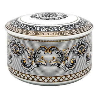 1990s Rosenthal Meets Versace "Marqueterie" Porcelain Round Covered Trinket Box For Sale