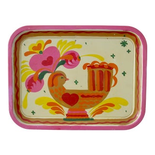 Peter Hunt Attributed Vintage Folk Art Hand-Painted Tray For Sale