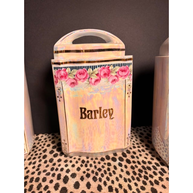 Ceramic Vintage German Iridescent Lusterware Kitchen Canister Set For Sale - Image 7 of 18