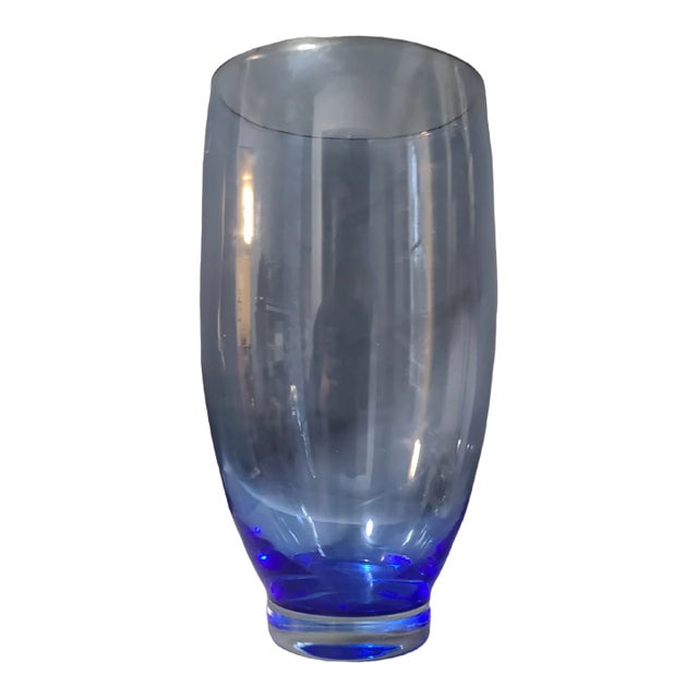 Mid-Century-Modern Mediterranean Blue Hand-Blown Art Glass Vase For Sale