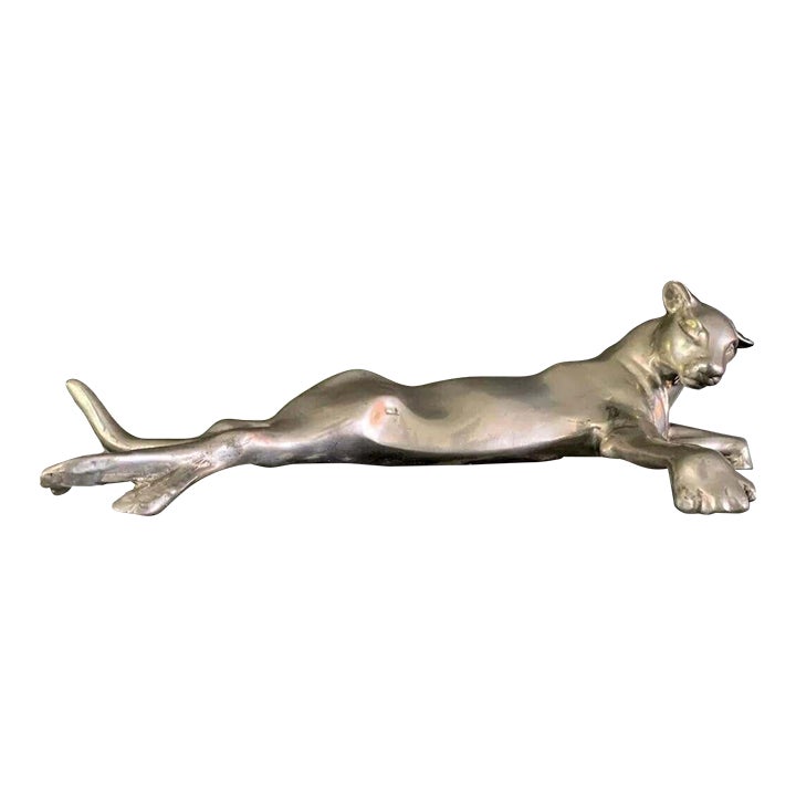 Late 20th Century Pewter Lioness Sculpture on Lucite Base by Castor ...