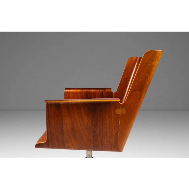 Scandinavian Modern Bentwood Office Chair Constructed From Birch With Patinated Cognac Leather, Axelsson Style, Sweden, 2000s For Sale In Orlando - Image 6 of 12