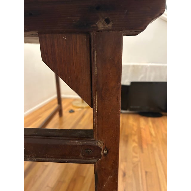 Brown Antique Rustic 31 Inch Tall Solid Hard Wood Table For Sale - Image 8 of 11