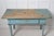 Wood Antique Classic Folk Art Gustavian Swedish Turquoise Table with a Drawer For Sale - Image 7 of 10