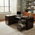 Mid-Century Modern Mad-Men Industrial 1970s Black Metal & Rosewood Laminate L-Shaped Executive Desk With Storage For Sale - Image 3 of 6
