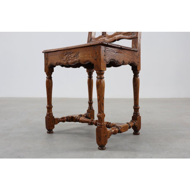 Antique French Carved Oak Side Chair, 1700s For Sale - Image 13 of 16