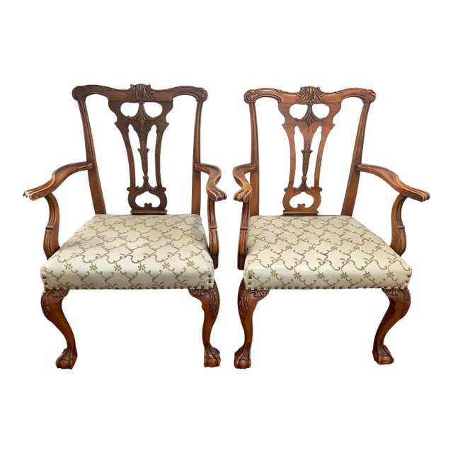 Arm Chairs Chippendale Dining Room Thomasville Vintage For Sale