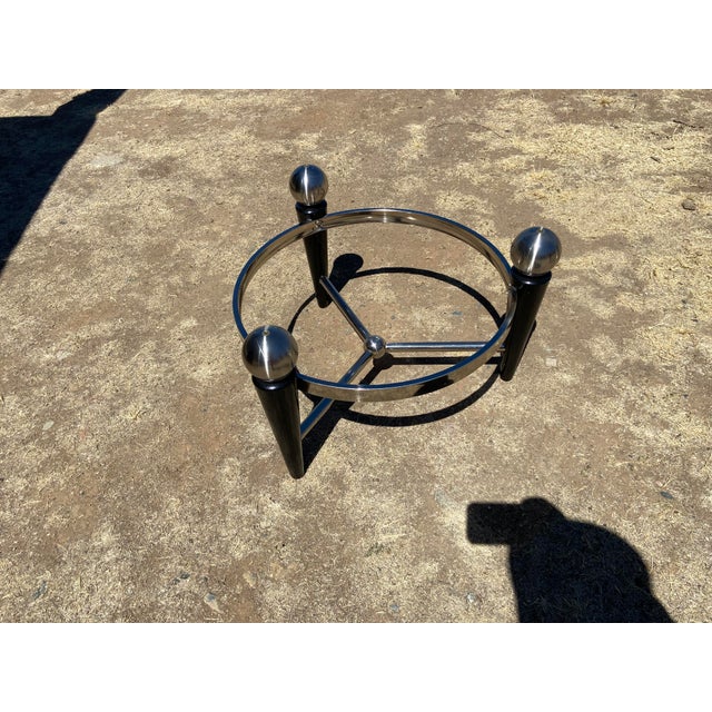 1980s Vintage Space Age Design Chrome and Glass Atomic Coffee & Demilune Console Table For Sale - Image 5 of 18