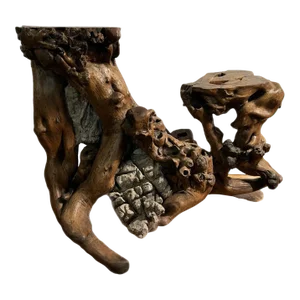 Large Root Plant Stand With Embedded Rocks