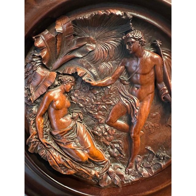 Vintage Handcarved Walnut Relief Intaglio Artwork For Sale - Image 4 of 13