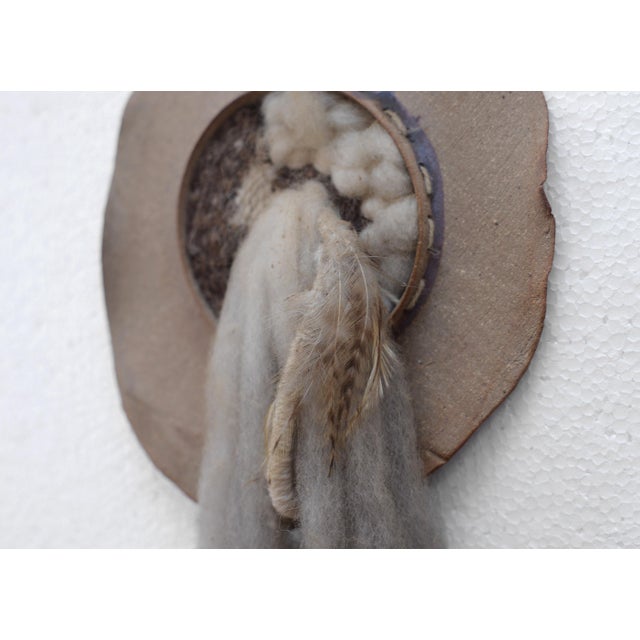 Textile Vintage Handmade Boho Ceramic & Textile Wall Sculpture For Sale - Image 7 of 9