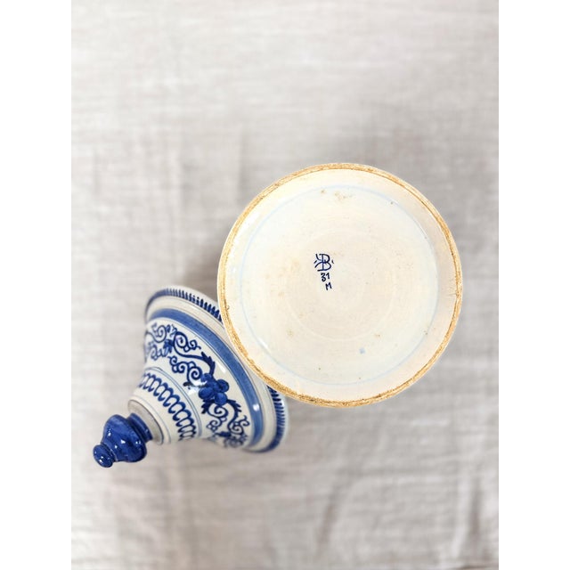 Vintage Delft Blue White Ginger Jar Painted Porcelain Decor For Sale In Tampa - Image 6 of 8