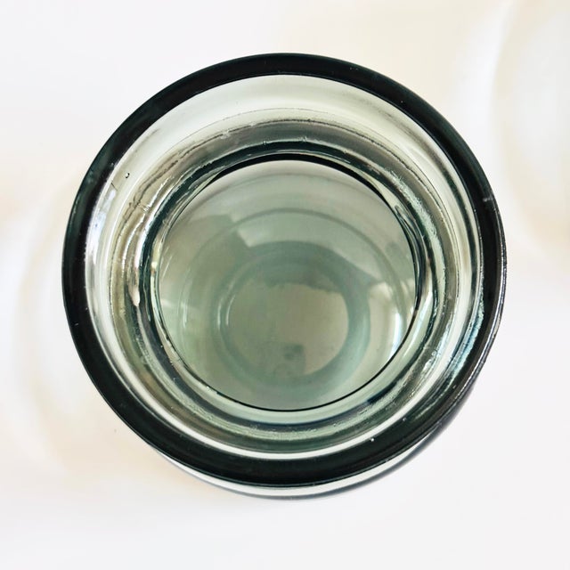 MCM Gray Hooped Glass Candle Holders by Cascade, England - Set of 2 For Sale In San Francisco - Image 6 of 7