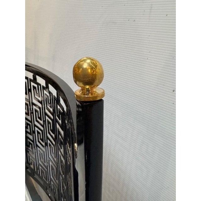 Early 21st Century Pair of Italian Steel Greek Key Patterned Arm Chairs For Sale - Image 5 of 6