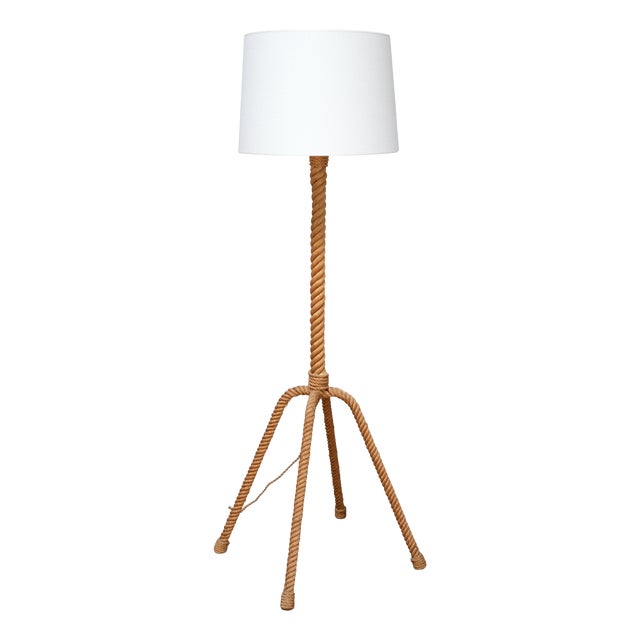 4-Legged Floor Lamp in Braided Rope by Adrien Audoux & Frida Minet, France, 1950s For Sale
