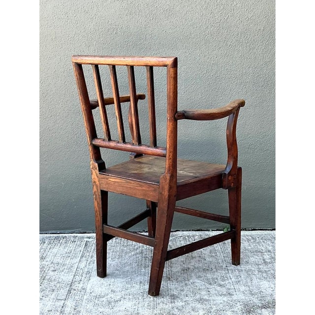 Vintage George III Country House “Elbow” Arm Chair in Elm For Sale - Image 4 of 13