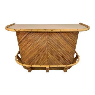 Split Pencil Reed and Bamboo Curved Dry-Bar For Sale