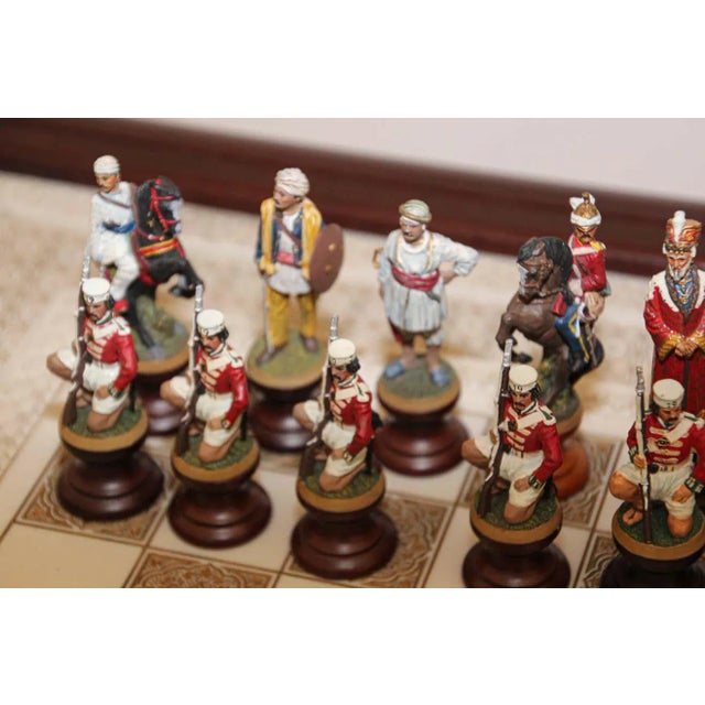 1980s "The Raj" Hand Painted India-British War 1857 Game Chess with Table For Sale - Image 4 of 13