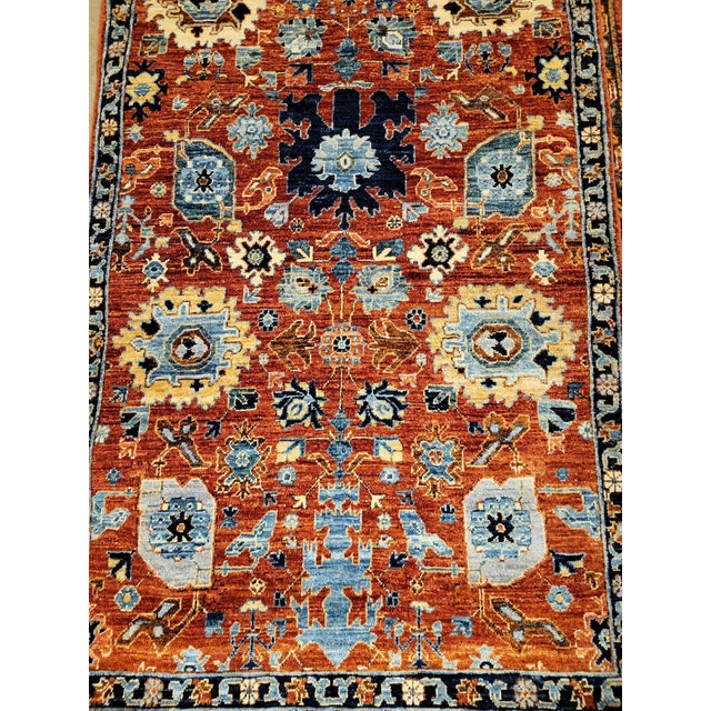 3 X 5 Modern Transitional Rust Floral Designed Wool Rug For Sale - Image 4 of 5