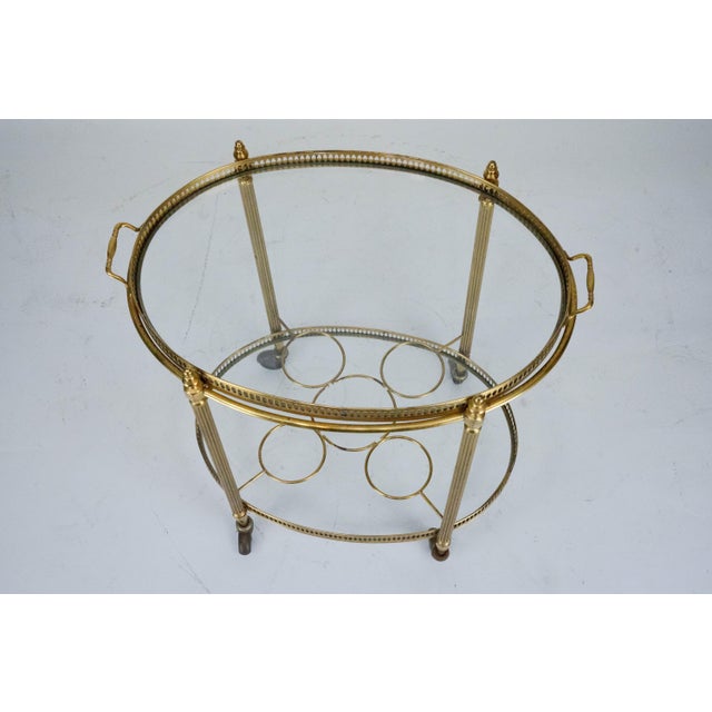 Small Mid-Century Modern Italian Brass Bar Cart with Removable Tray, 1950s For Sale - Image 14 of 16