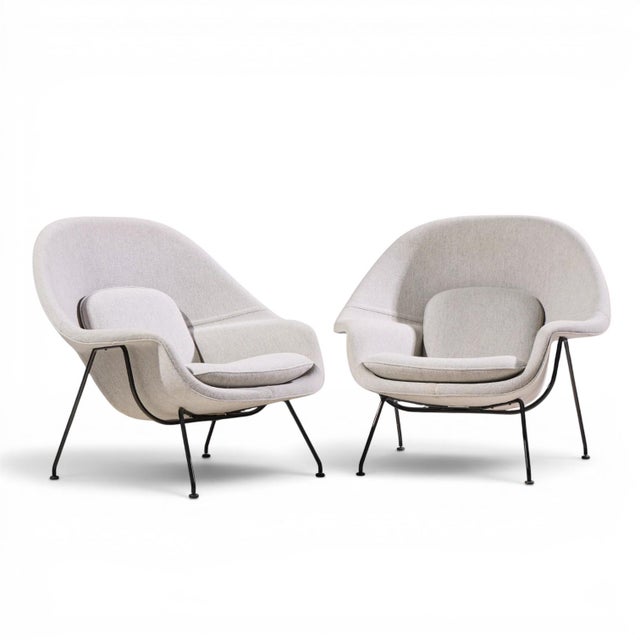 Eero Saarinen for Knoll Mid Century Womb Chairs - Pair Each chair measures: 41 wide x 37 deep x 37.5 high, with a seat...