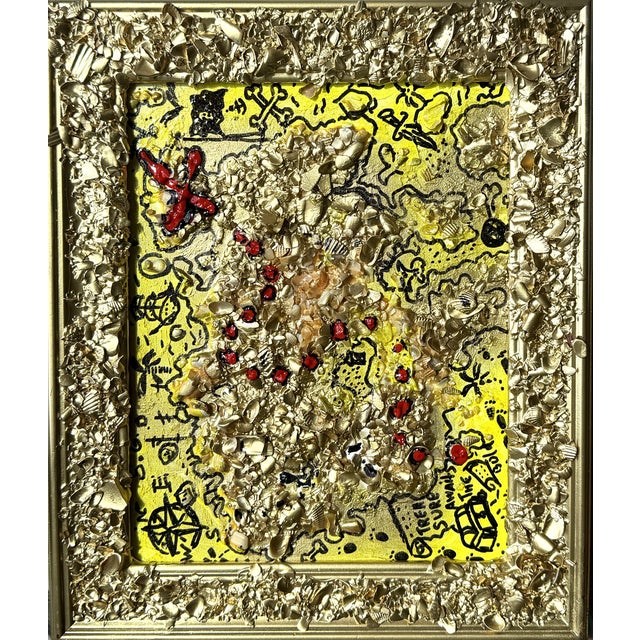 Serg Graff "The Pirate Gold Map Original Mixed Media Shell Painting Treasure Art For Sale - Image 4 of 11