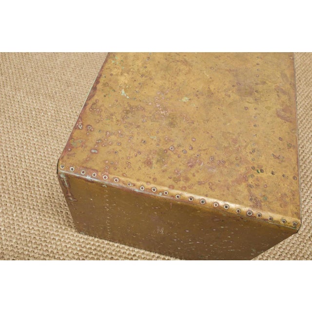 Midcentury Sarreid Patinated Brass Waterfall Cocktail Table For Sale - Image 9 of 13