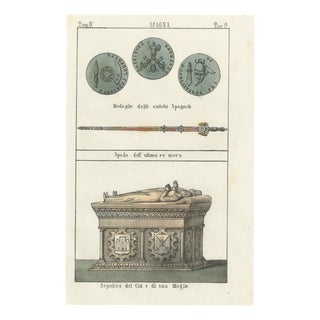 Ancient Spanish Coins, 1842, Paper For Sale