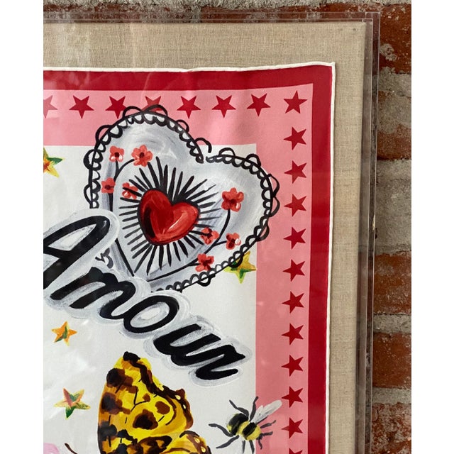Gucci L 'Aveugle Par Amour Silk Scarf Mounted on Linen Board
