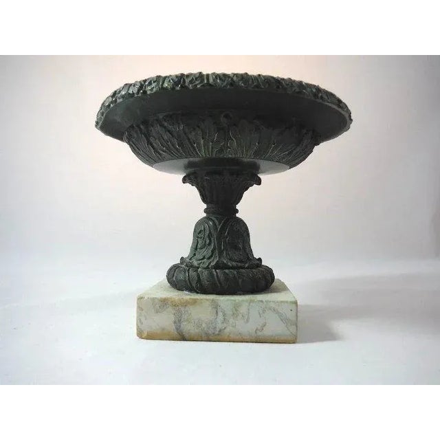 Traditional 19th Century Grand Tour Beaux Arts Bronze on White Marble Plinth Tazza Urn For Sale - Image 3 of 11