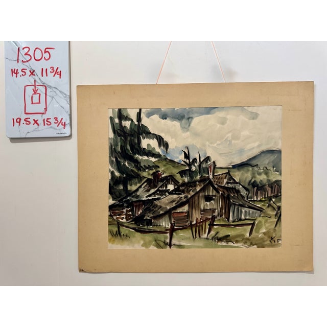 Henry Emil Salloch Original Watercolor on Paper Mountain Cabin, 1935. For Sale In Atlanta - Image 6 of 6