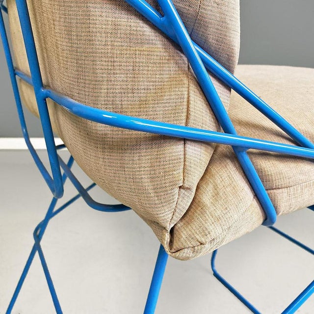 Set of Italian Modern Sof Chairs in Metal and Fabric by Enzo Mari for Driade, 1980s For Sale - Image 10 of 14