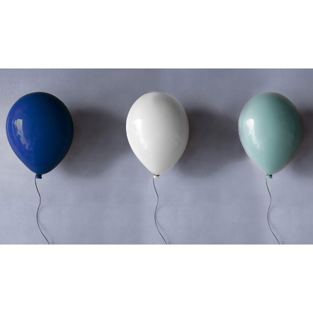 White White Glossy Ceramic Balloon Sculpture for Wall or Ceiling Installation, 12" For Sale - Image 8 of 11