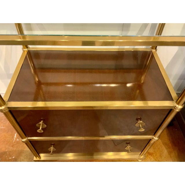Baker Furniture Company Laura Kirar for Baker Modern Brass and Wood Frazier Etagere For Sale - Image 4 of 9