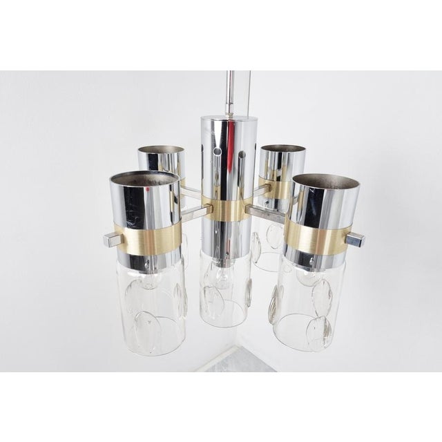 Vintage Italian Glass and Chrome Chandelier, 1970s For Sale - Image 12 of 13