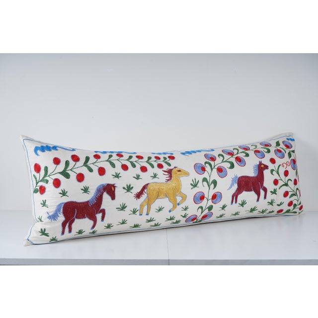 Mid-Century Modern Suzani Bedding Pillow Cover For Sale - Image 3 of 5