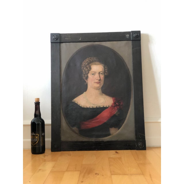 Antique Original Lady Oil Painting: Large 19th Century Baroness Portrait For Sale - Image 9 of 12