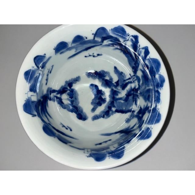 Antique Japanese Blue and White Sake Cup Washing Bowl For Sale - Image 16 of 18