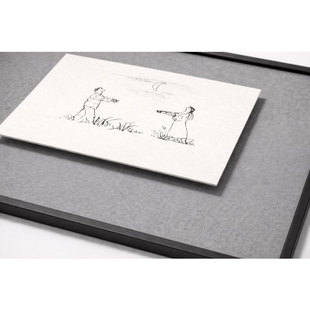 Paper Mid 20th Century Couple Rushing to Embrace — William Steig Figurative Study No. 1, Float Mounted Print, Gallery Framed (20” X 30”) For Sale - Image 7 of 10