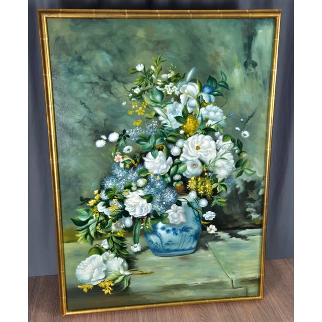 Pierre-Auguste Renoir 1960s Chelsea House Floral Still Life Oil Painting After Renoir For Sale - Image 4 of 17
