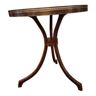 Chelsea House English Hand Painted Oval Table With Brass Gallery For Sale