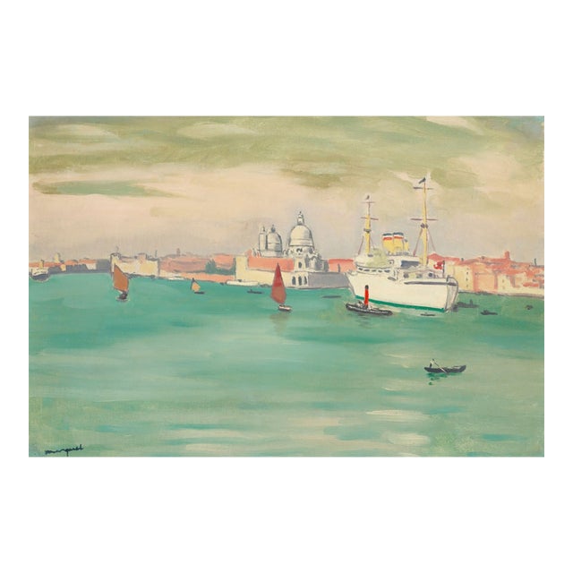 Vintage Venice Seascape Art Print – Italian Coastal Wall Art by Marquet, 12" X 8" For Sale