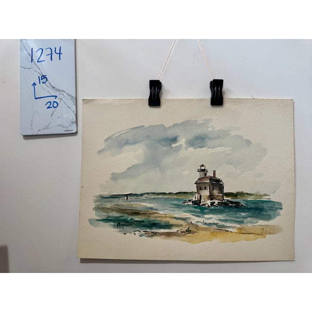 Henry Emil Salloch Original Watercolor on Paper Offshore Light, 1956. For Sale In Atlanta - Image 6 of 6