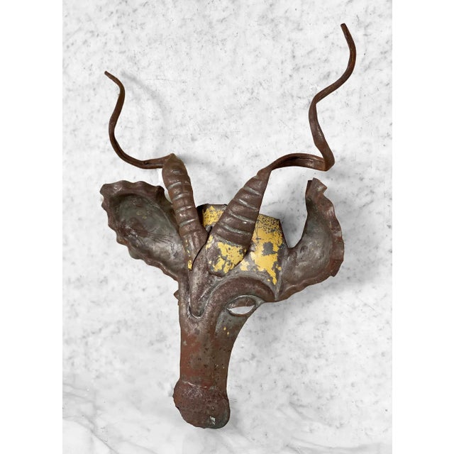 African African Folk Art Industrial Kudu Antelope Wall Hanging Sculpture For Sale - Image 3 of 7