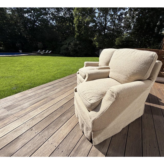 Green Pair of Clayton Lounge Chairs by Howard Chairs LTD With Custom Slipcovers For Sale - Image 8 of 18