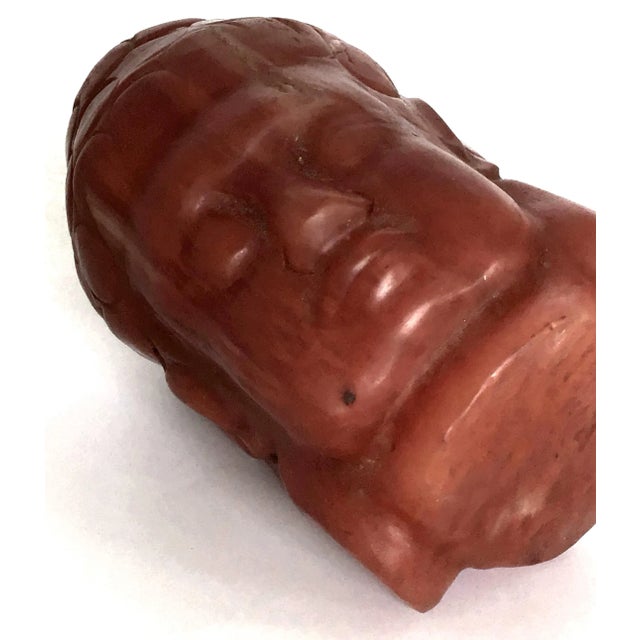 Stone 1980s Vintage Hand Carved Stone Buddha Head Paper Weight For Sale - Image 7 of 8